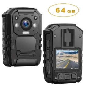 1296P HD Police Body Camera,64G Memory,CammPro Premium Portable Body Camera,Waterproof Body-Worn Camera with 2 Inch Display,Night Vision,GPS for Law Enforcement Recorder,Security Guards,Personal Use