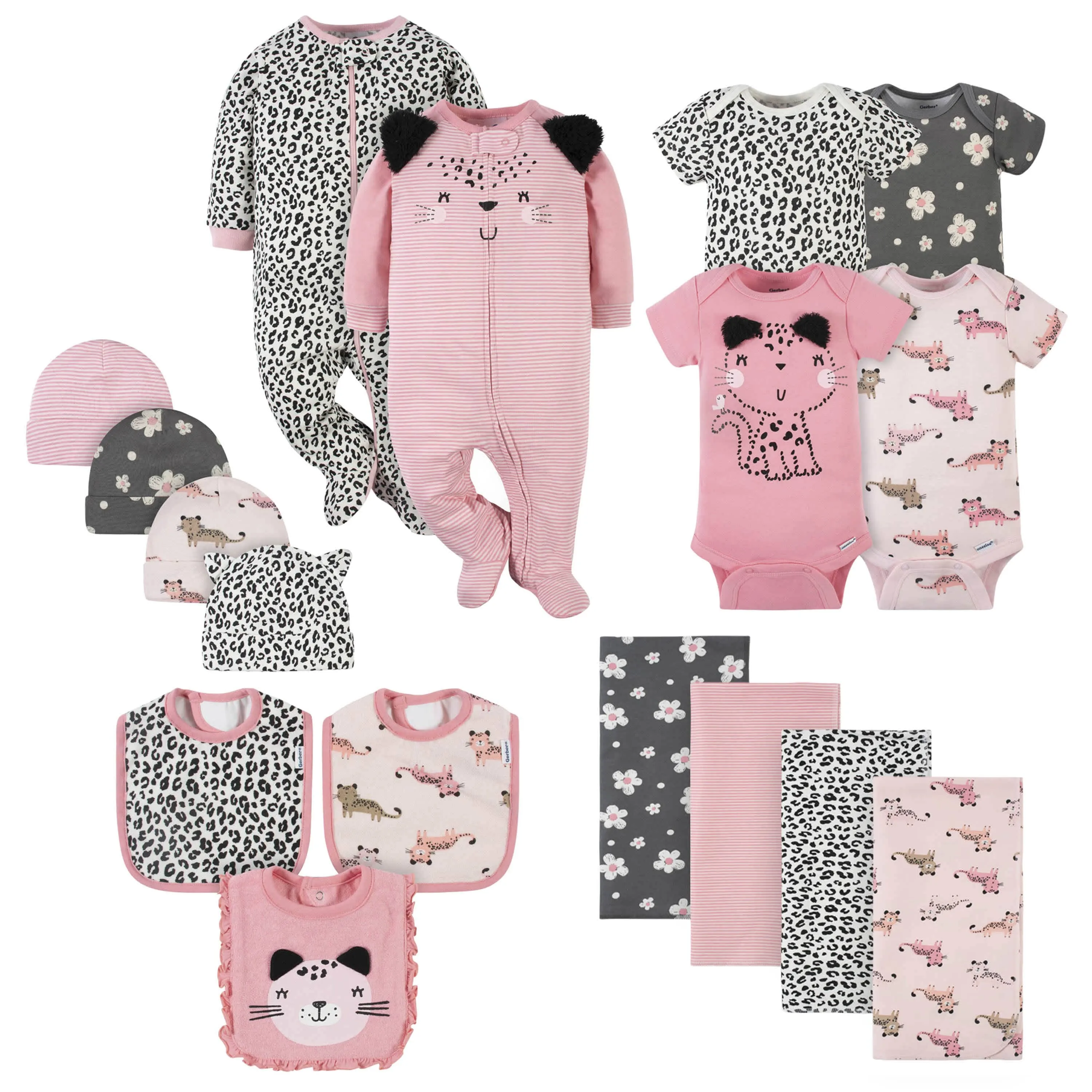 17-Piece Baby Girls Leopard Apparel & Blankets Set