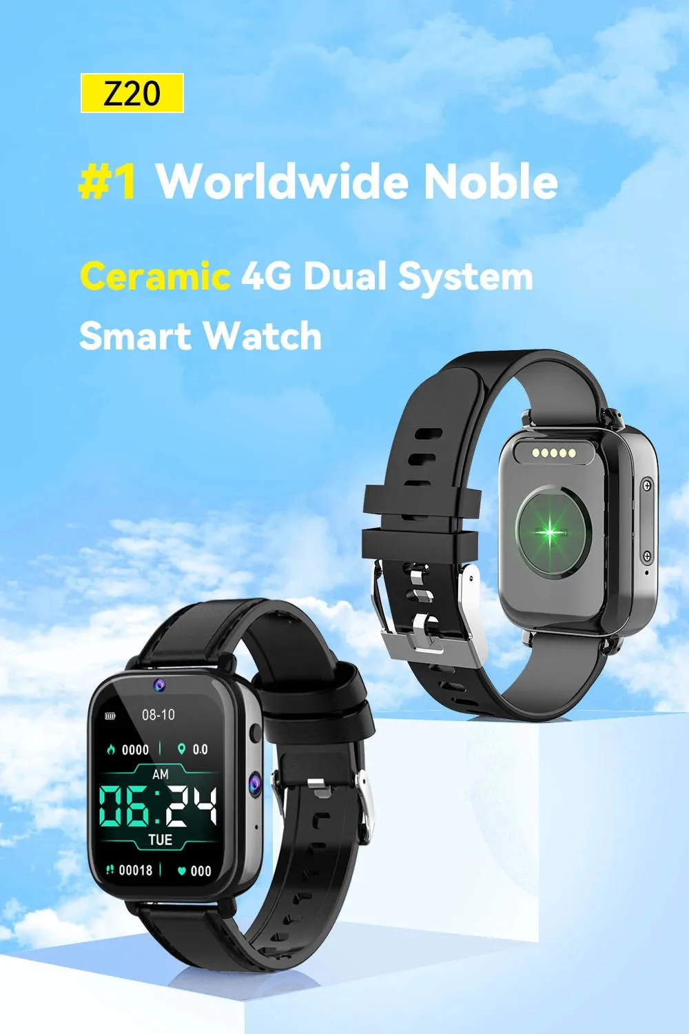 1.75 Inch 4G Call GPS Dual Camera Heartrate Monitor Waterproof Sports Smartwatch