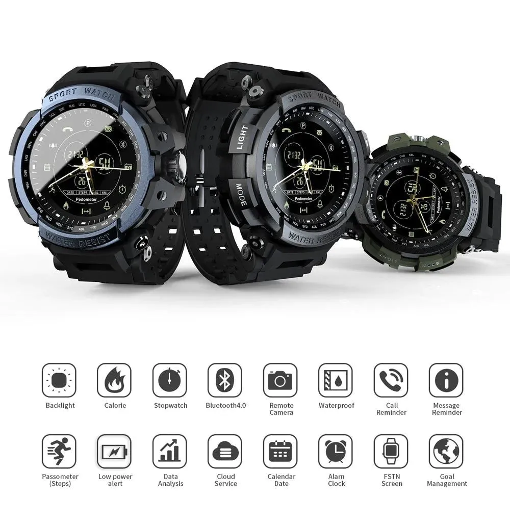 50 Meter Waterproof Sport Smartwatch with Bluetooth Call Remind for IOS