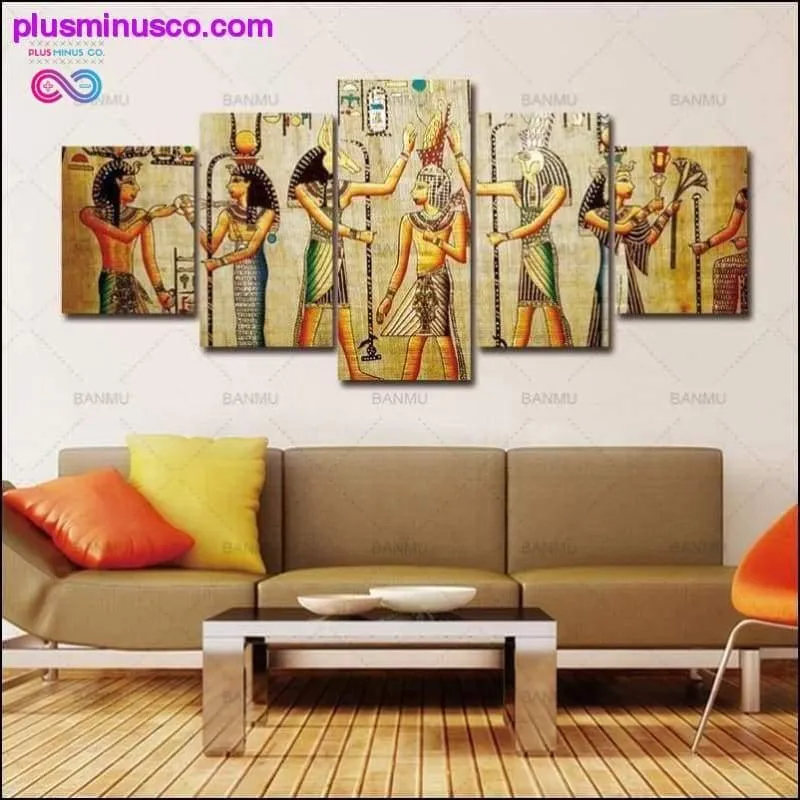 5pcs Abstract Ancient Egyptian Decorative Oil painting On