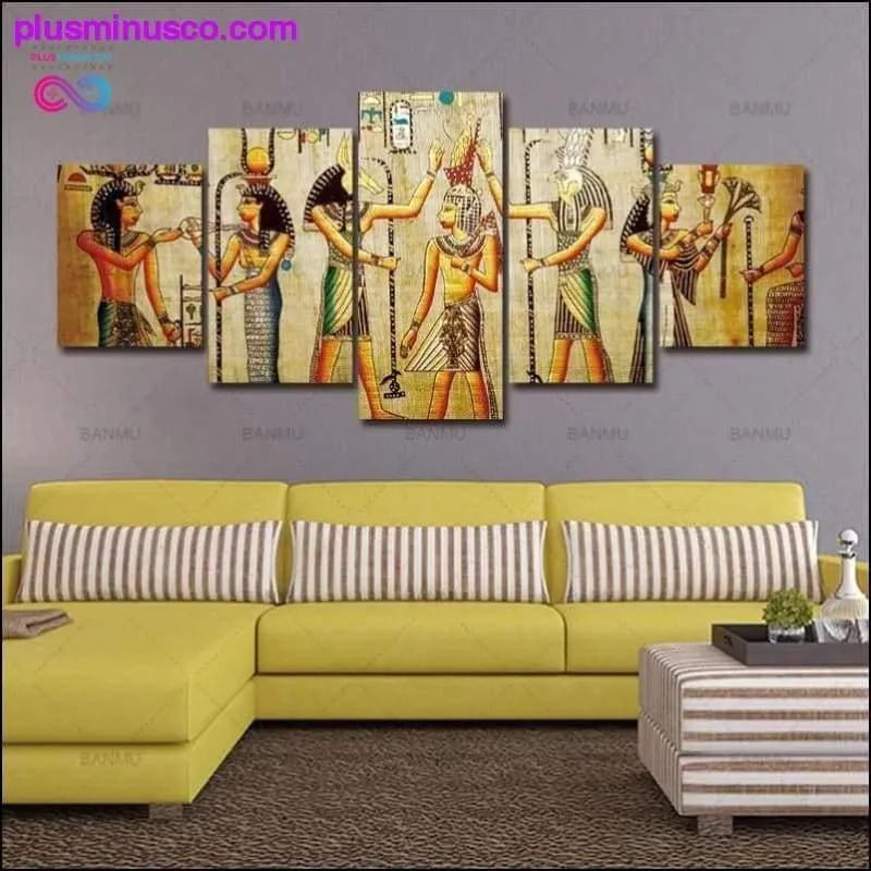 5pcs Abstract Ancient Egyptian Decorative Oil painting On