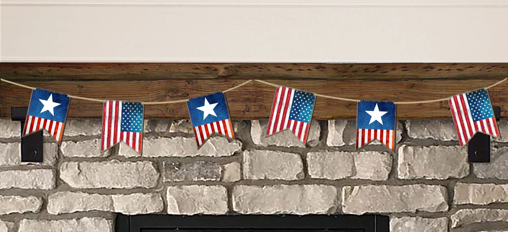 American Patriotic Flag Garland Wall Block by G. DeBrekht - American Patriotic Décor - 8185302-2GR-S6