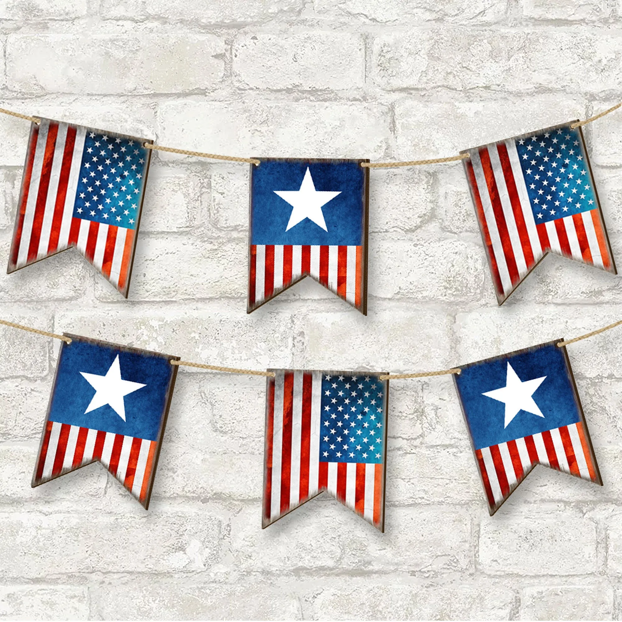 American Patriotic Flag Garland Wall Block by G. DeBrekht - American Patriotic Décor - 8185302-2GR-S6