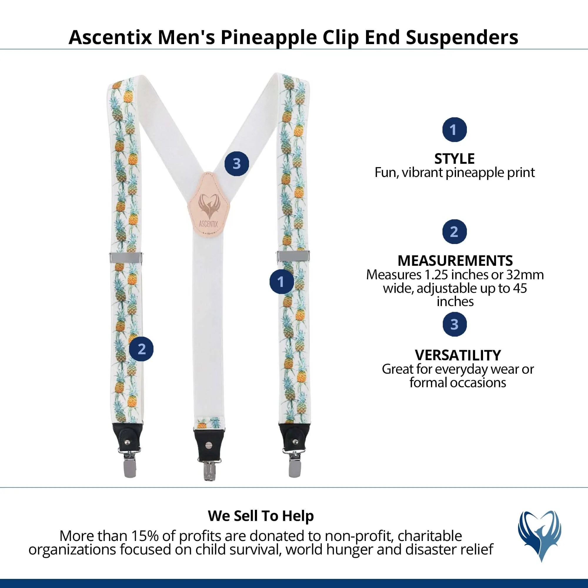 Ascentix Men's Pineapple Clip End Suspenders