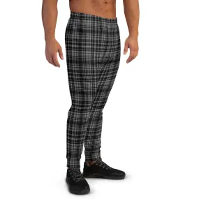 Black Tartan Plaid Men's Joggers, Best Premium Men's Sweatpants Pants- Made in EU