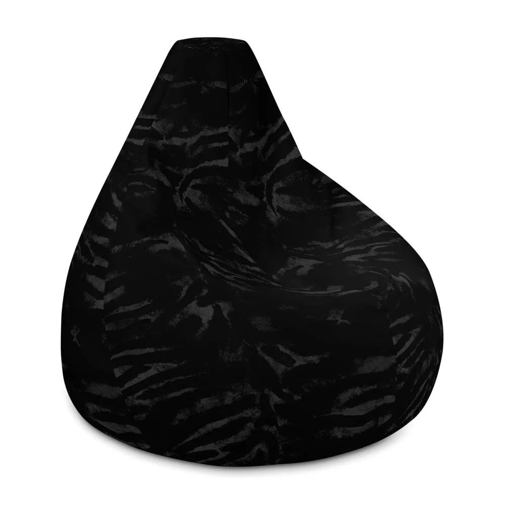 Black Tiger Stripe Bean Bag, Animal Print Designer Large Sofa Chair w/ filling-Made in EU