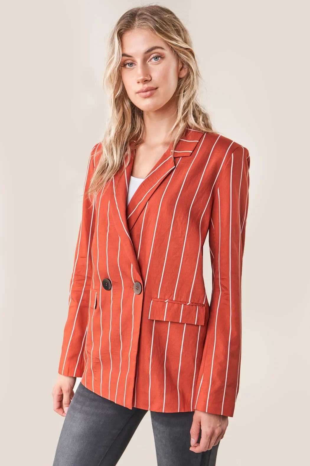 Cancun Striped Boyfriend Blazer