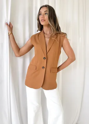 Corina Sleeveless Blazer - Rust