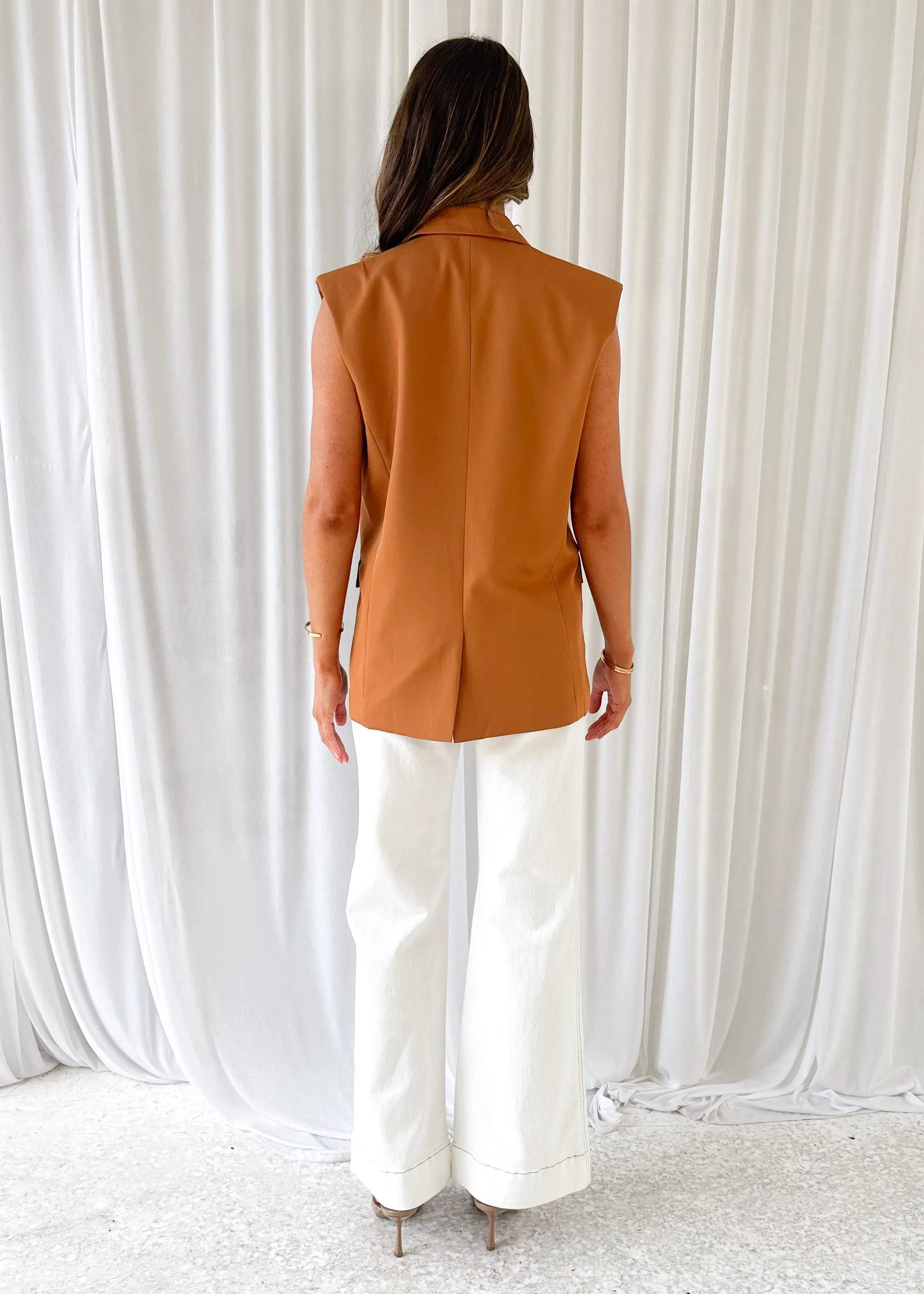 Corina Sleeveless Blazer - Rust