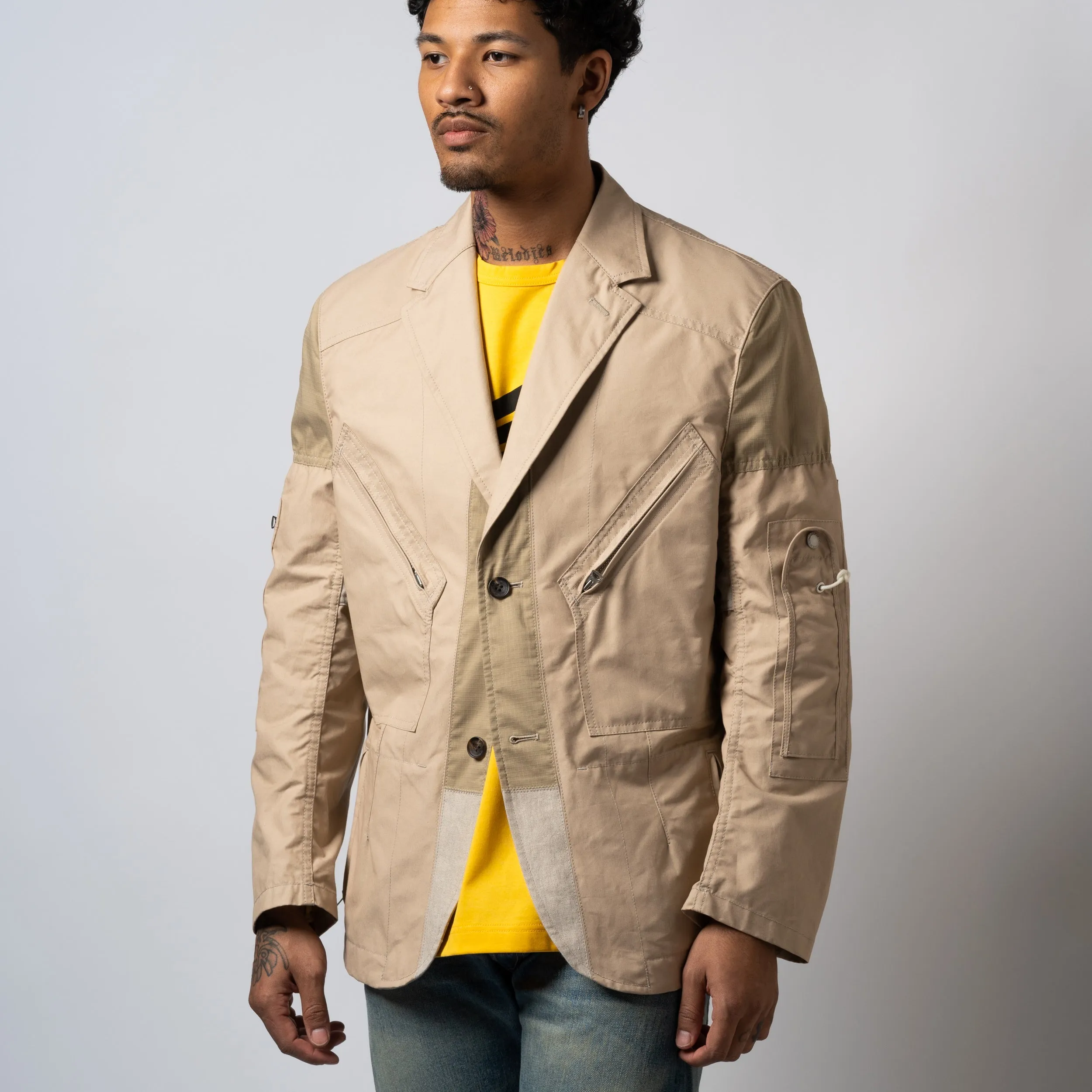 Cotton Ripstop Linen Jacket WK-J025-051-1-4 Beige