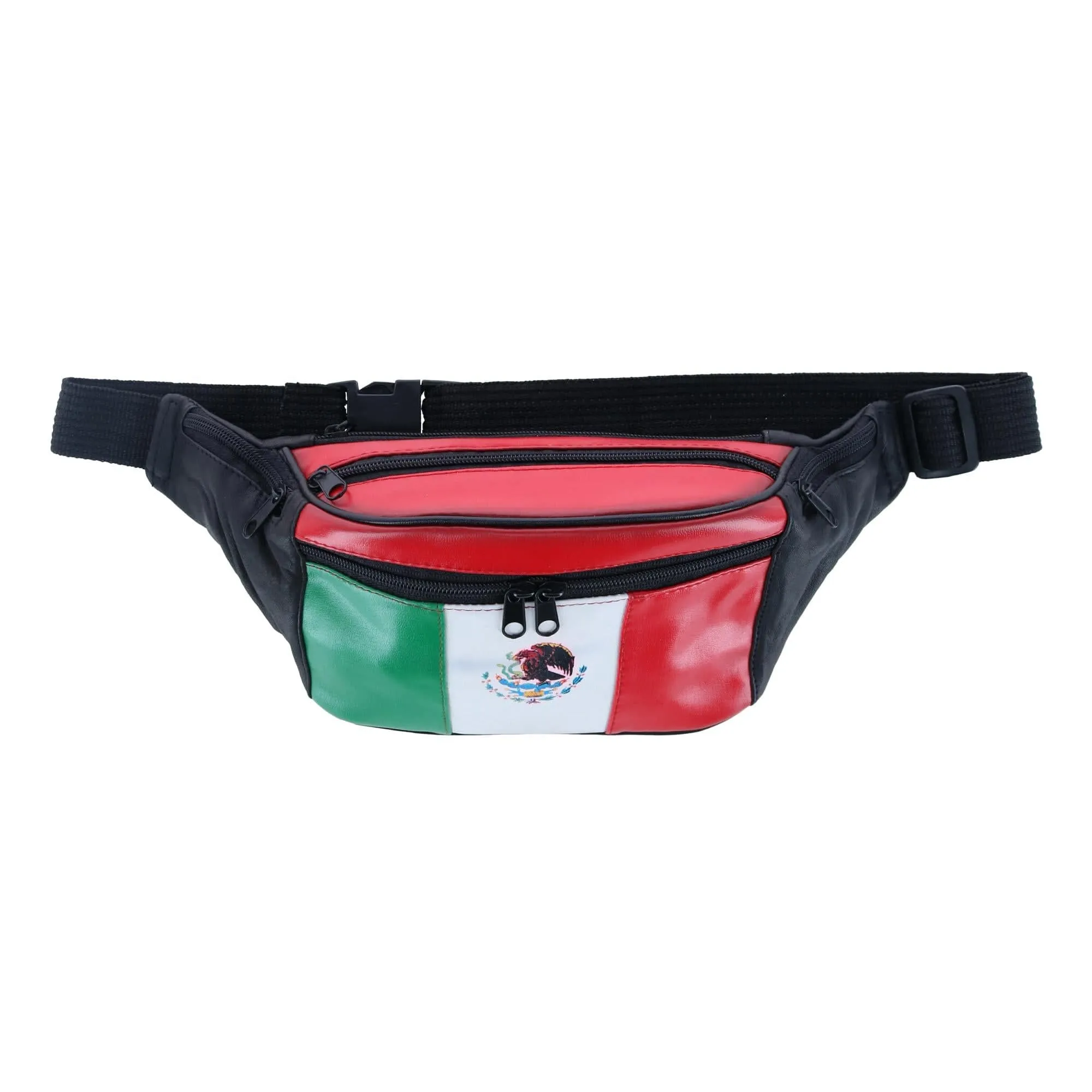 CTM® Leather Fanny Waist Pack with Mexican Flag