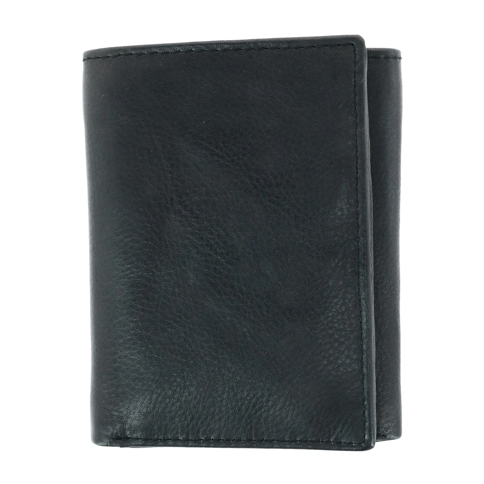 CTM® Men's American Bison Leather RFID Trifold Wallet