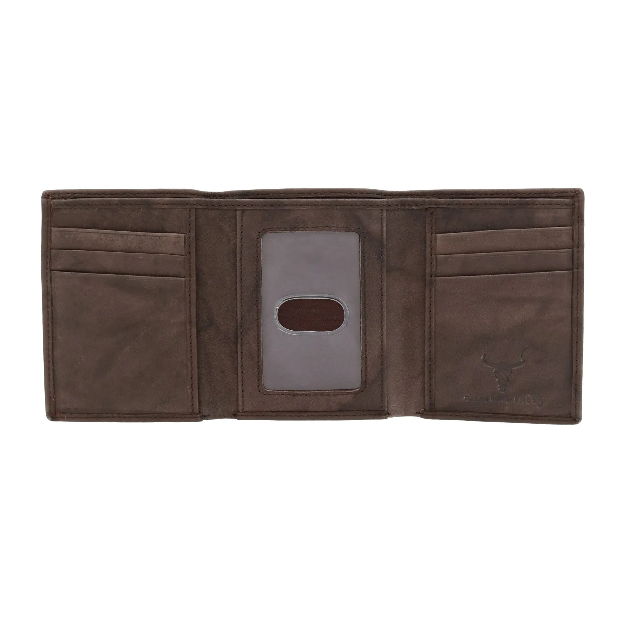 CTM® Men's American Bison Leather RFID Trifold Wallet