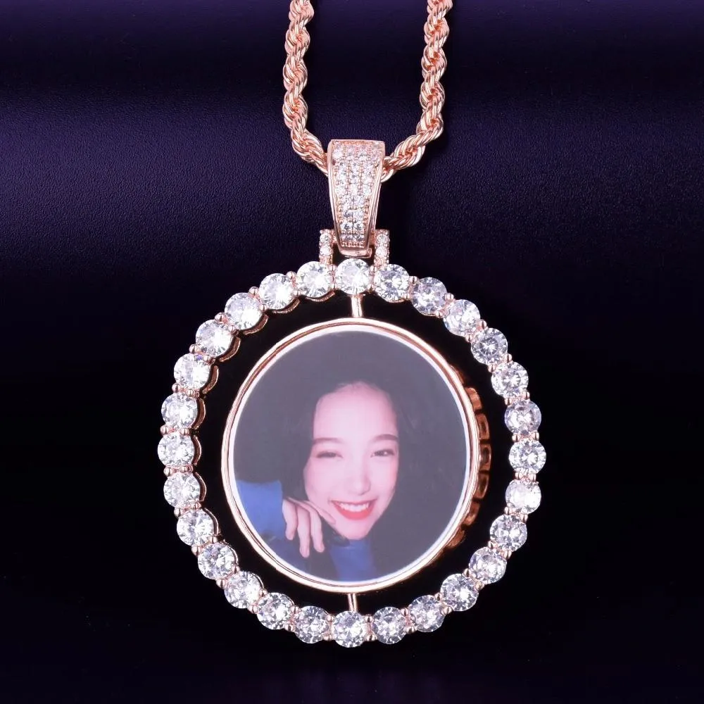 Custom Photo Rotating Double-Sided Medallions Pendant Necklace-Christmas Gifts For Mom