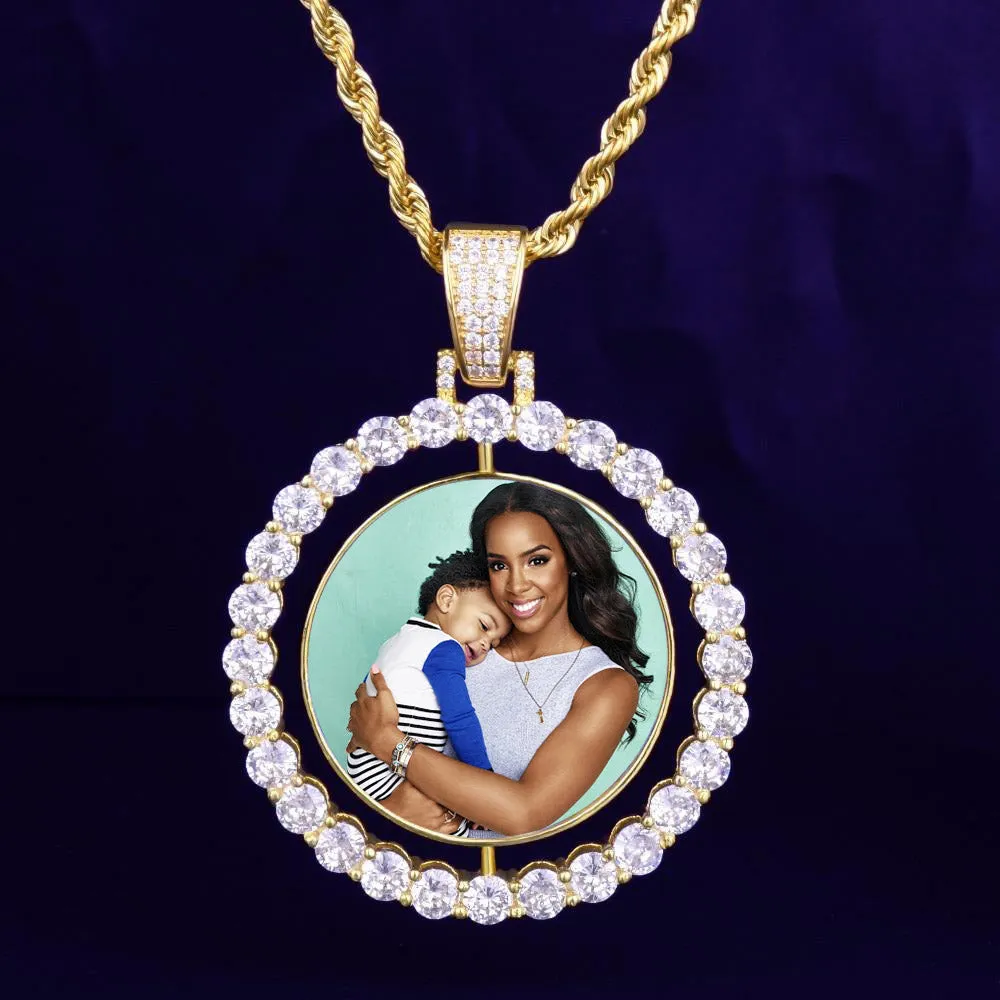 Custom Photo Rotating Double-Sided Medallions Pendant Necklace-Christmas Gifts For Mom