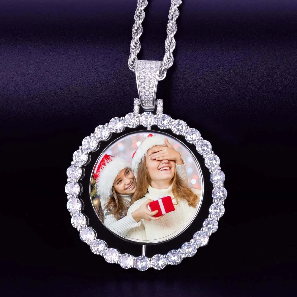 Custom Photo Rotating Double-Sided Medallions Pendant Necklace-Christmas Gifts For Mom