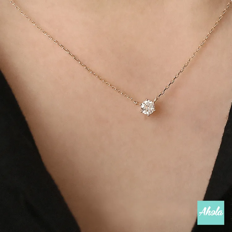 【Danity】Zirconia Solitaire Necklace 純銀鋯石單石頸鏈