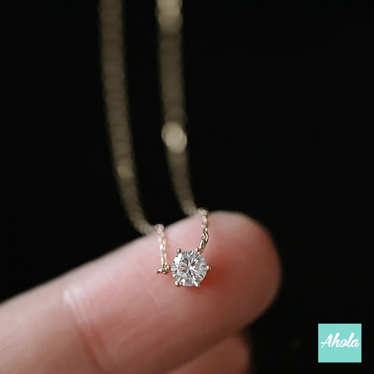 【Danity】Zirconia Solitaire Necklace 純銀鋯石單石頸鏈