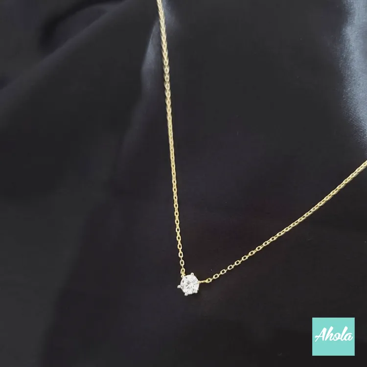 【Danity】Zirconia Solitaire Necklace 純銀鋯石單石頸鏈