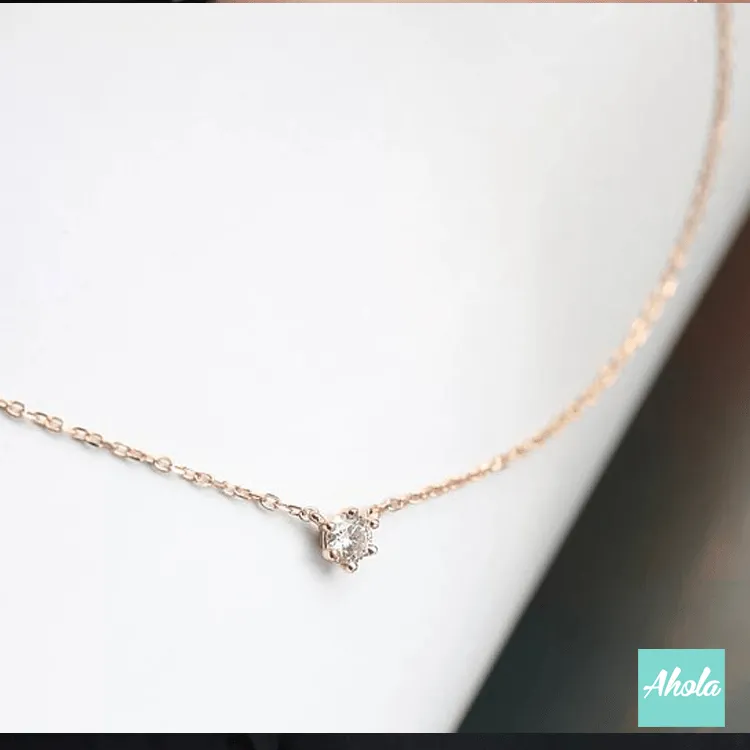 【Danity】Zirconia Solitaire Necklace 純銀鋯石單石頸鏈