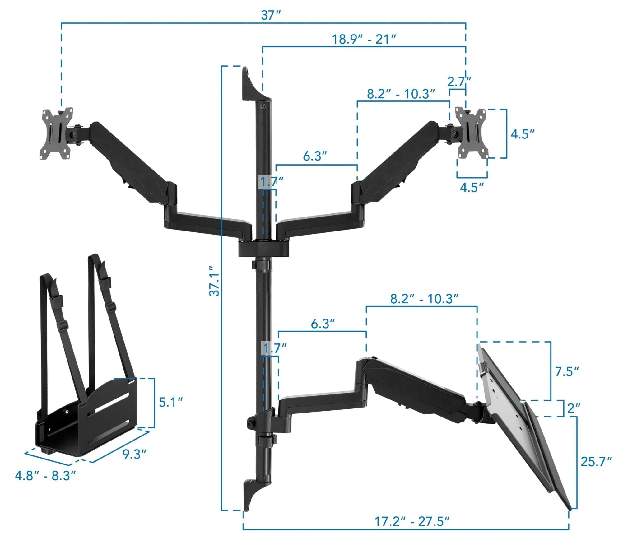 Dual Monitor Wall Mount Workstation