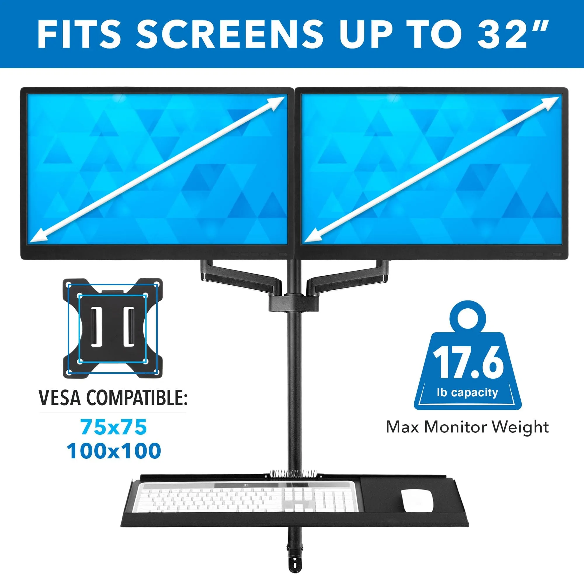 Dual Monitor Wall Mount Workstation