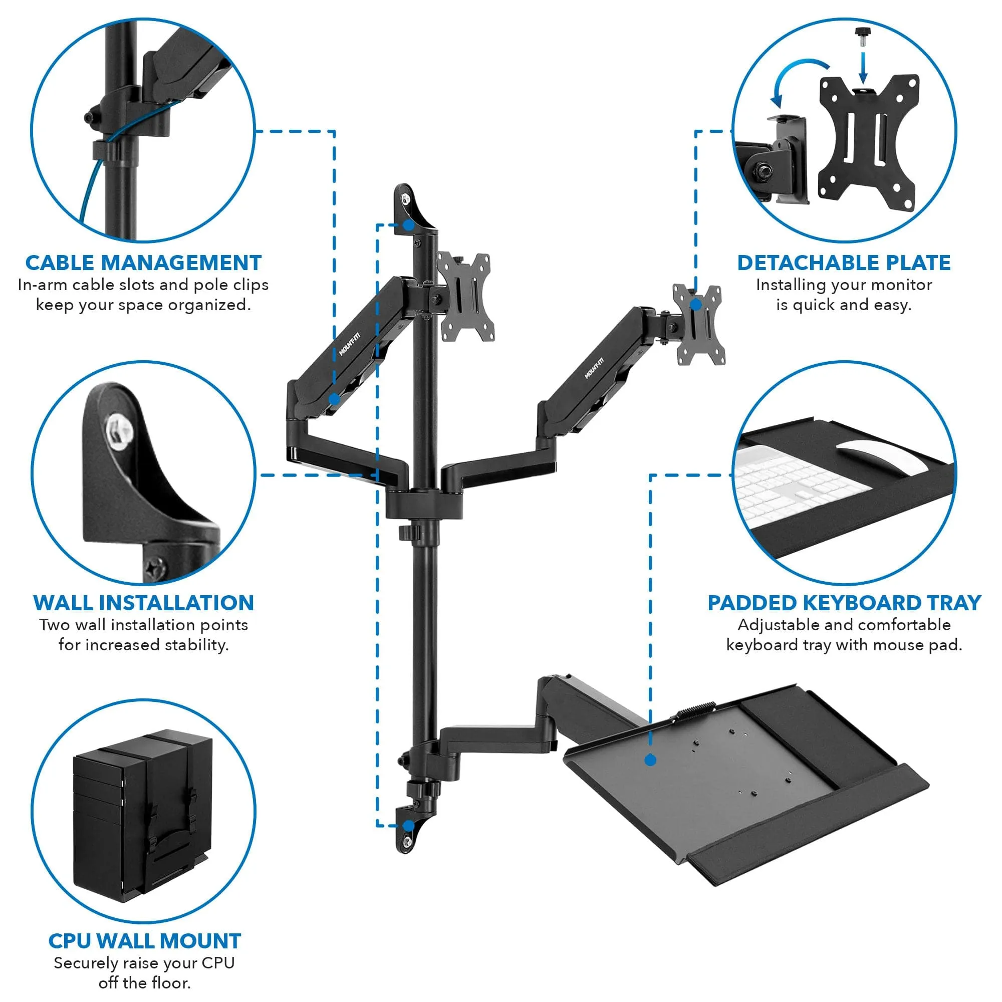 Dual Monitor Wall Mount Workstation