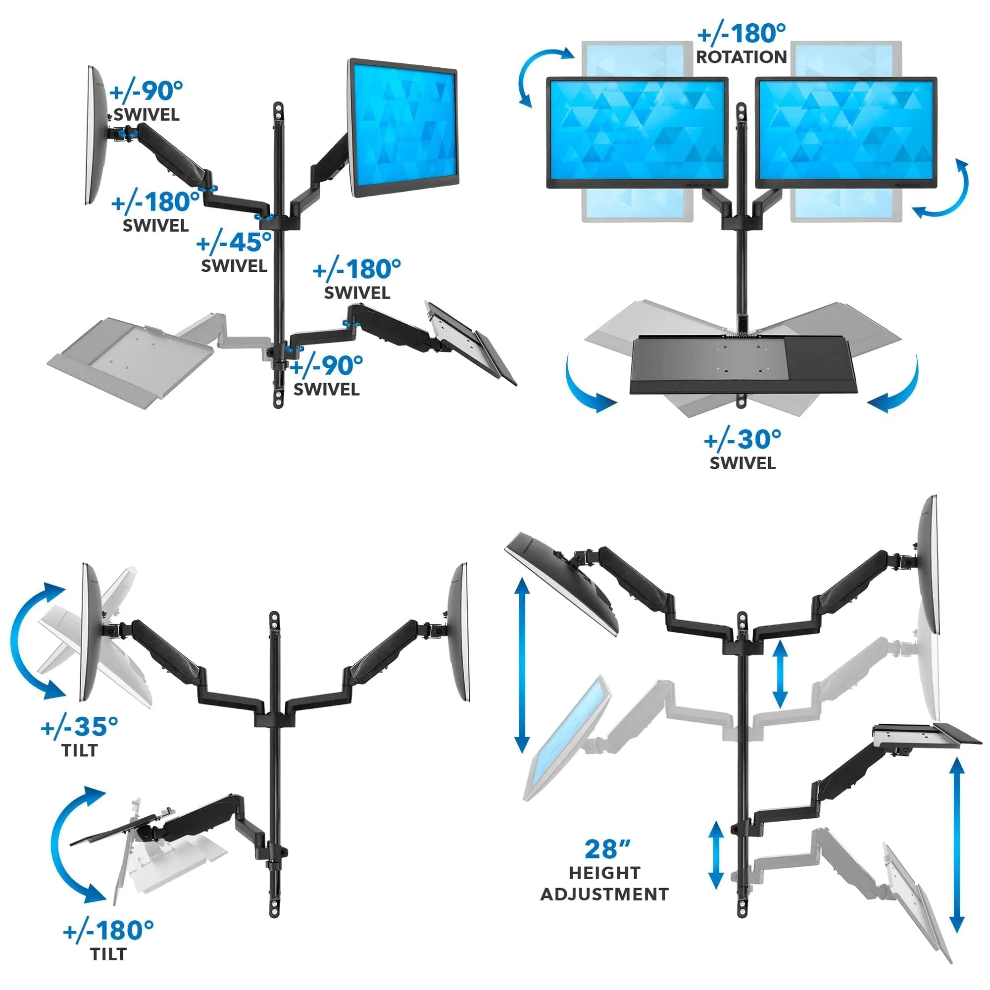 Dual Monitor Wall Mount Workstation