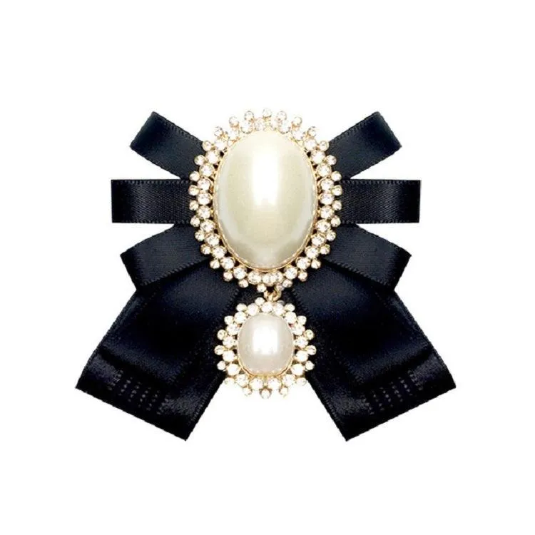 Elegant Women's Pearl Bow Tie Brooch - Versatile Clothing Accessory