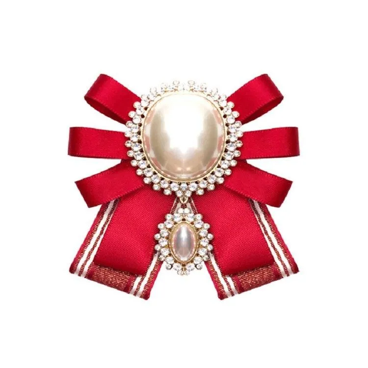 Elegant Women's Pearl Bow Tie Brooch - Versatile Clothing Accessory