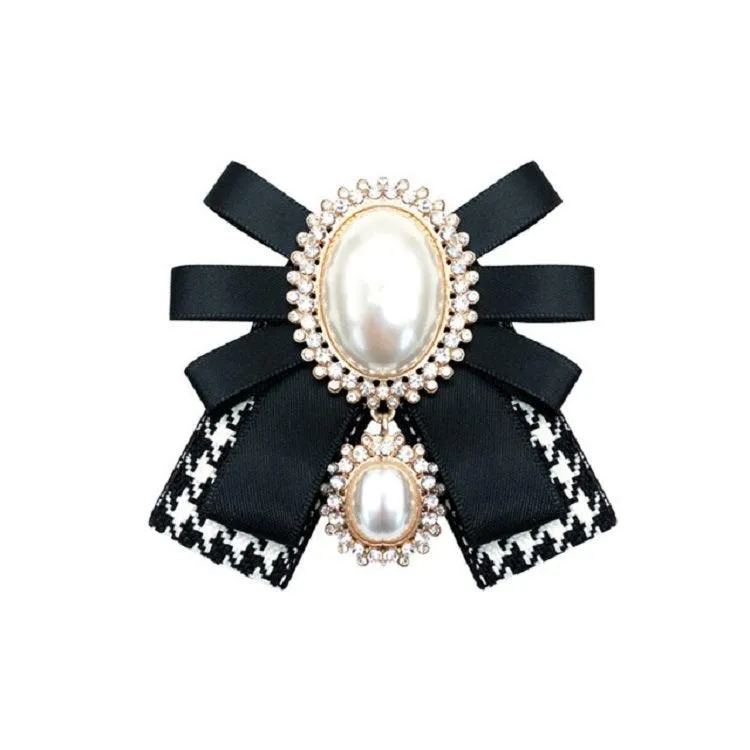 Elegant Women's Pearl Bow Tie Brooch - Versatile Clothing Accessory