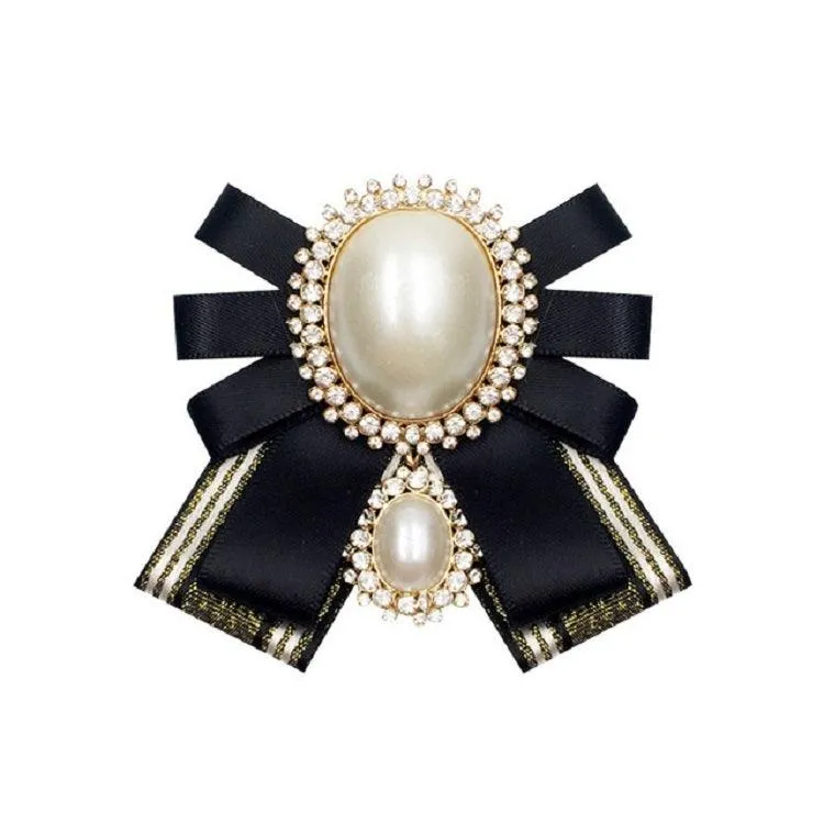 Elegant Women's Pearl Bow Tie Brooch - Versatile Clothing Accessory