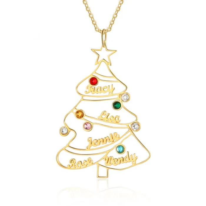 Engraved Christmas Tree Necklace- Fancy  Christmas Jewelry