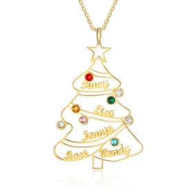 Engraved Christmas Tree Necklace- Fancy  Christmas Jewelry