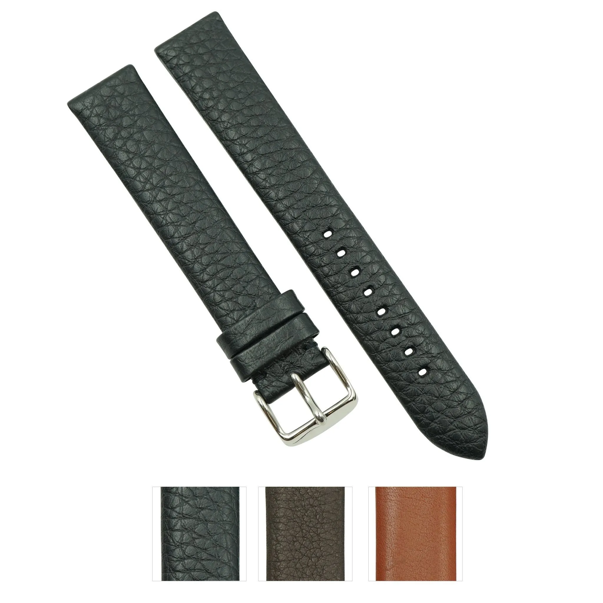 Extra-Long Genuine Crushed Leather Wacth Band Handmade in France