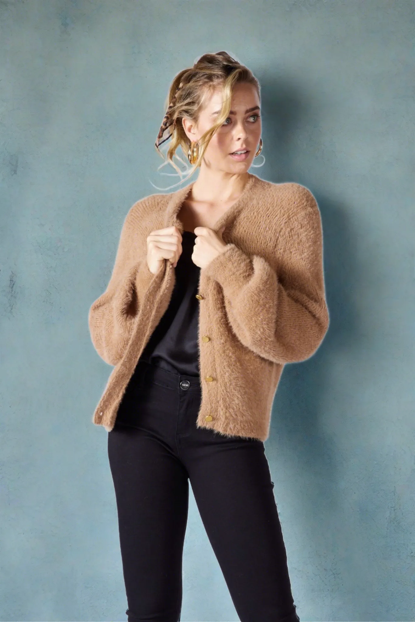 Fate   Becker Ashbury Cardigan in Mocha