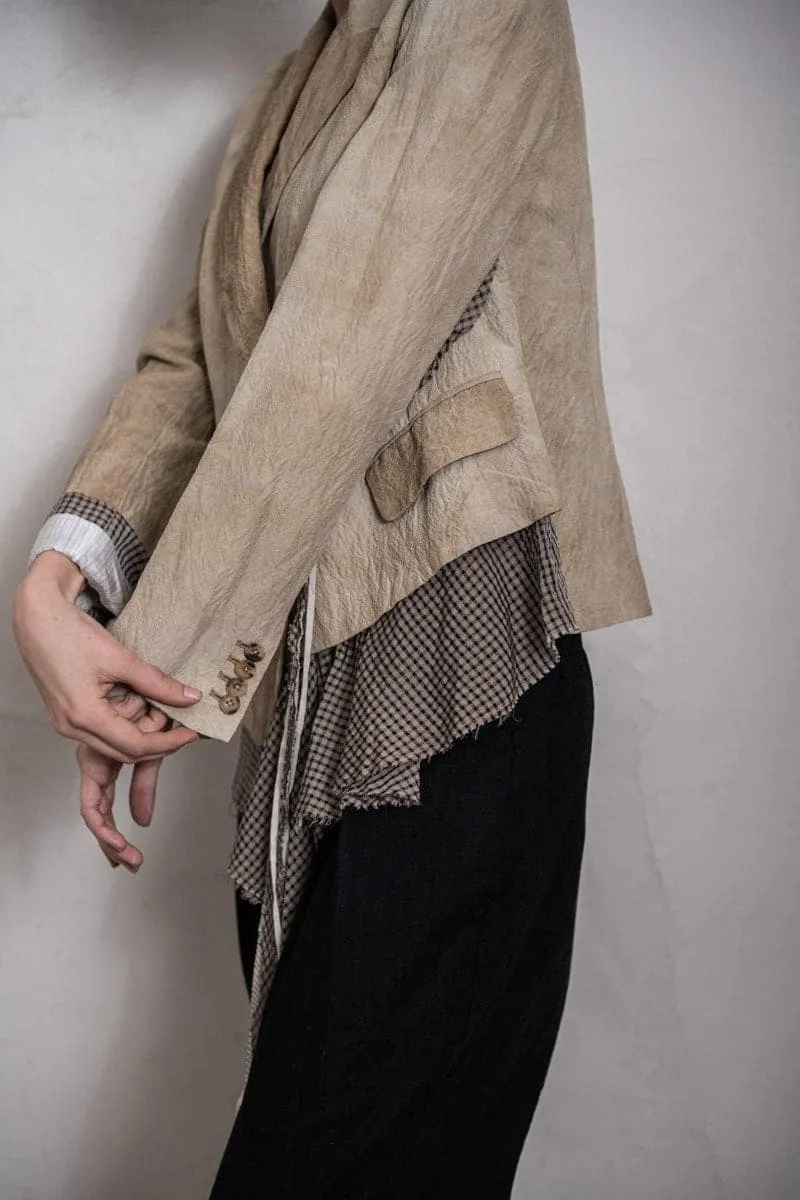 Forme D'Expression | Asymmetric Blazer DG037 | Leinen Damenblazer in beige