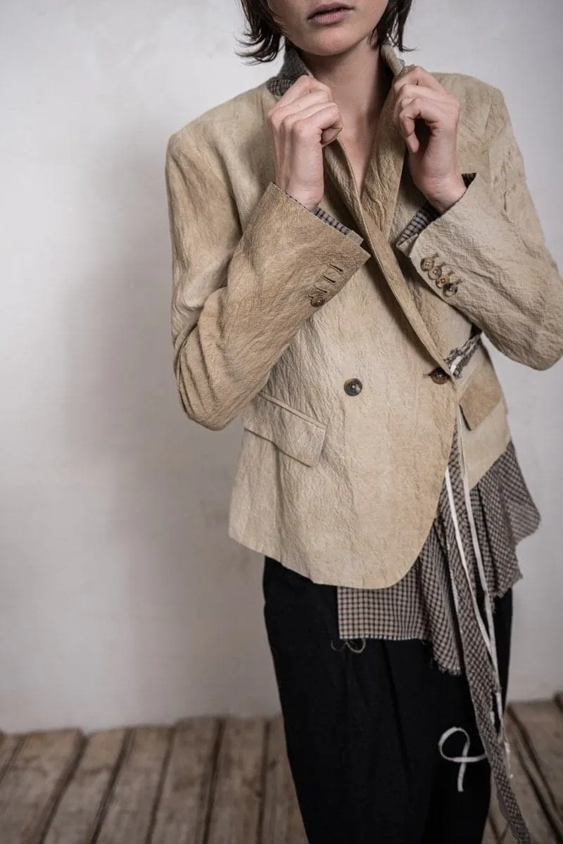 Forme D'Expression | Asymmetric Blazer DG037 | Leinen Damenblazer in beige