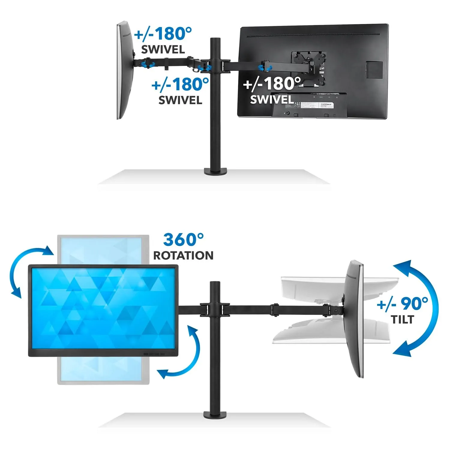 Full Motion Dual Monitor Desk Mount