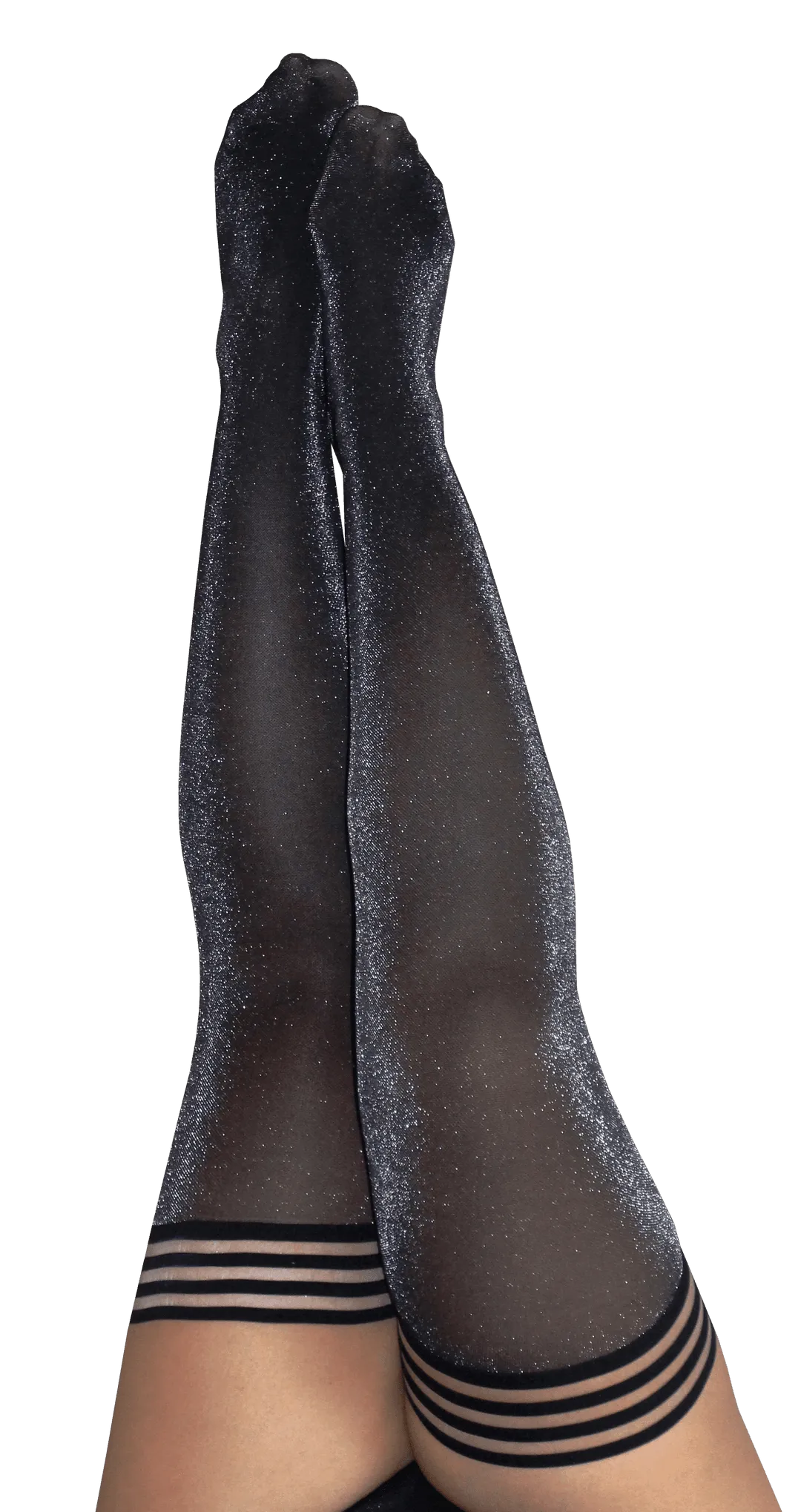 Kaylee | Black Shimmer Thigh-Highs | Petite to Plus Size