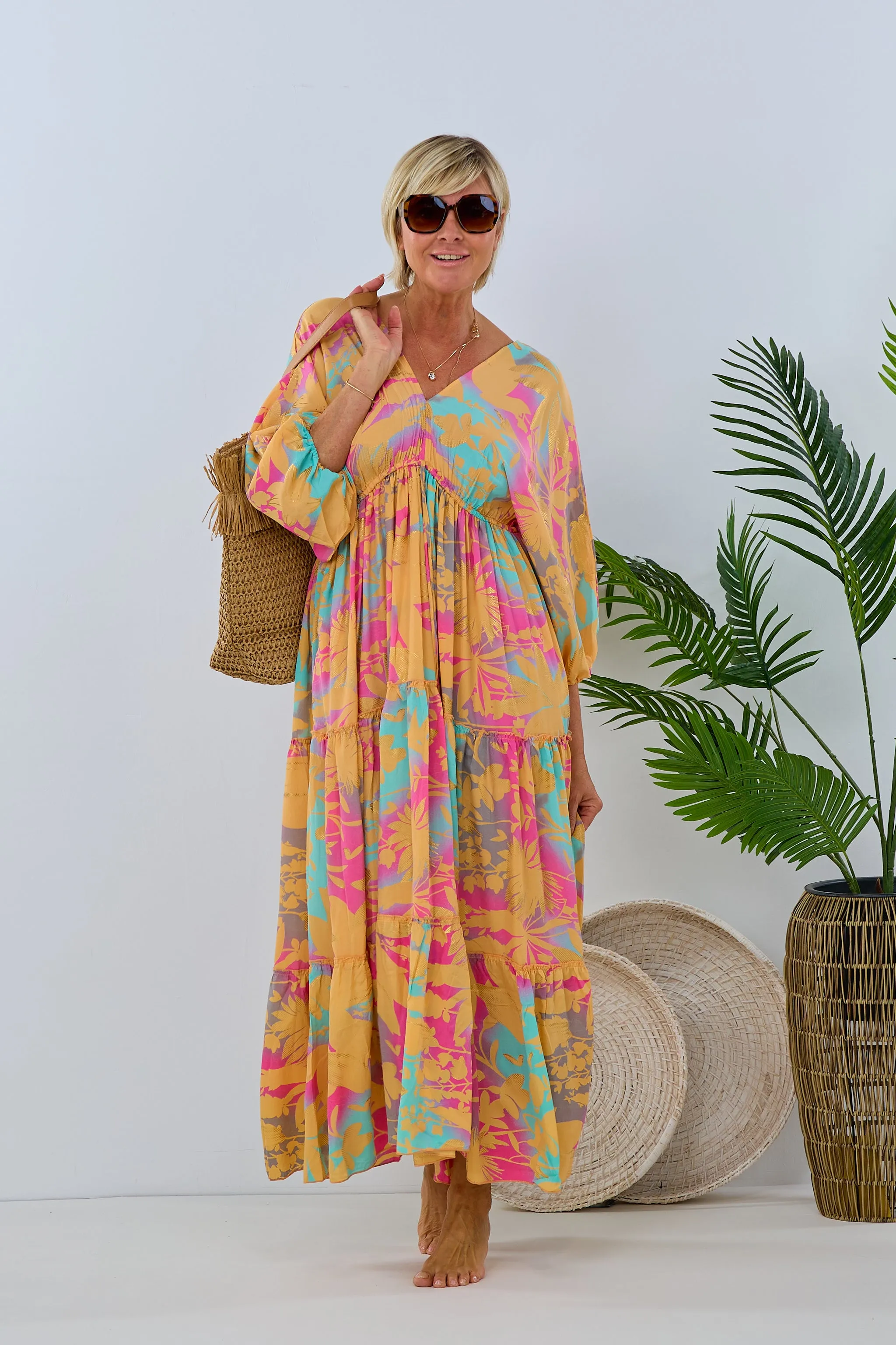 Langes Kleid im Boho-Style, bunt