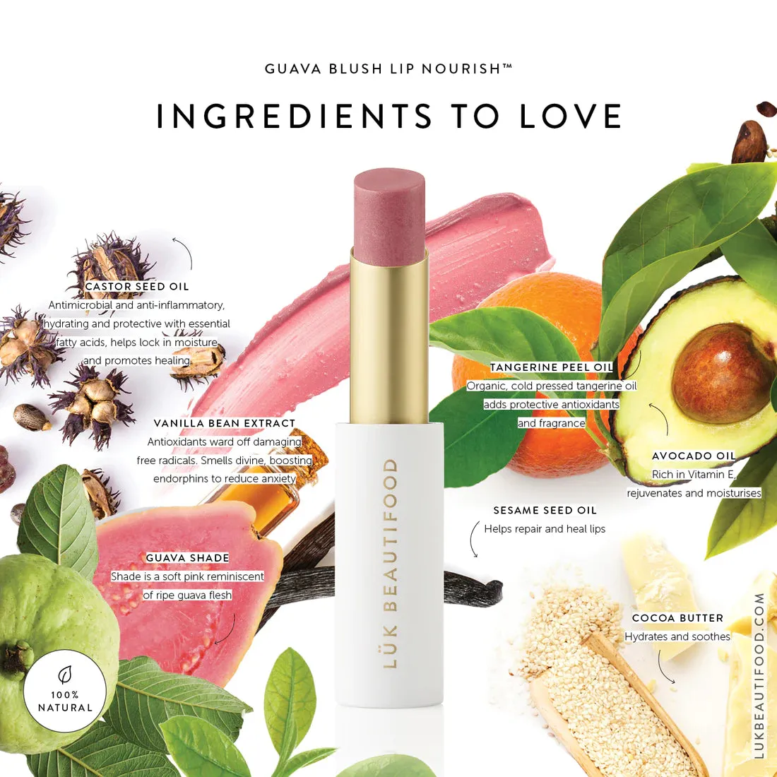 Luk Beautifood Lip Nourish Organic Natural Lipstick Guava Blush