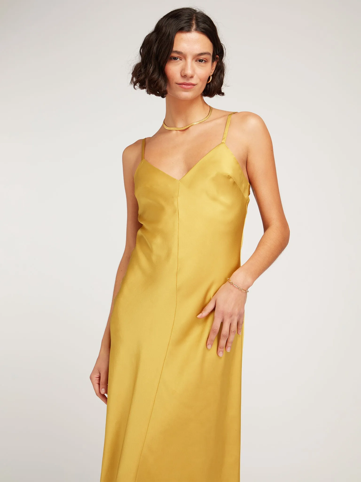 Marianne Midi Dress in Yellow Gold