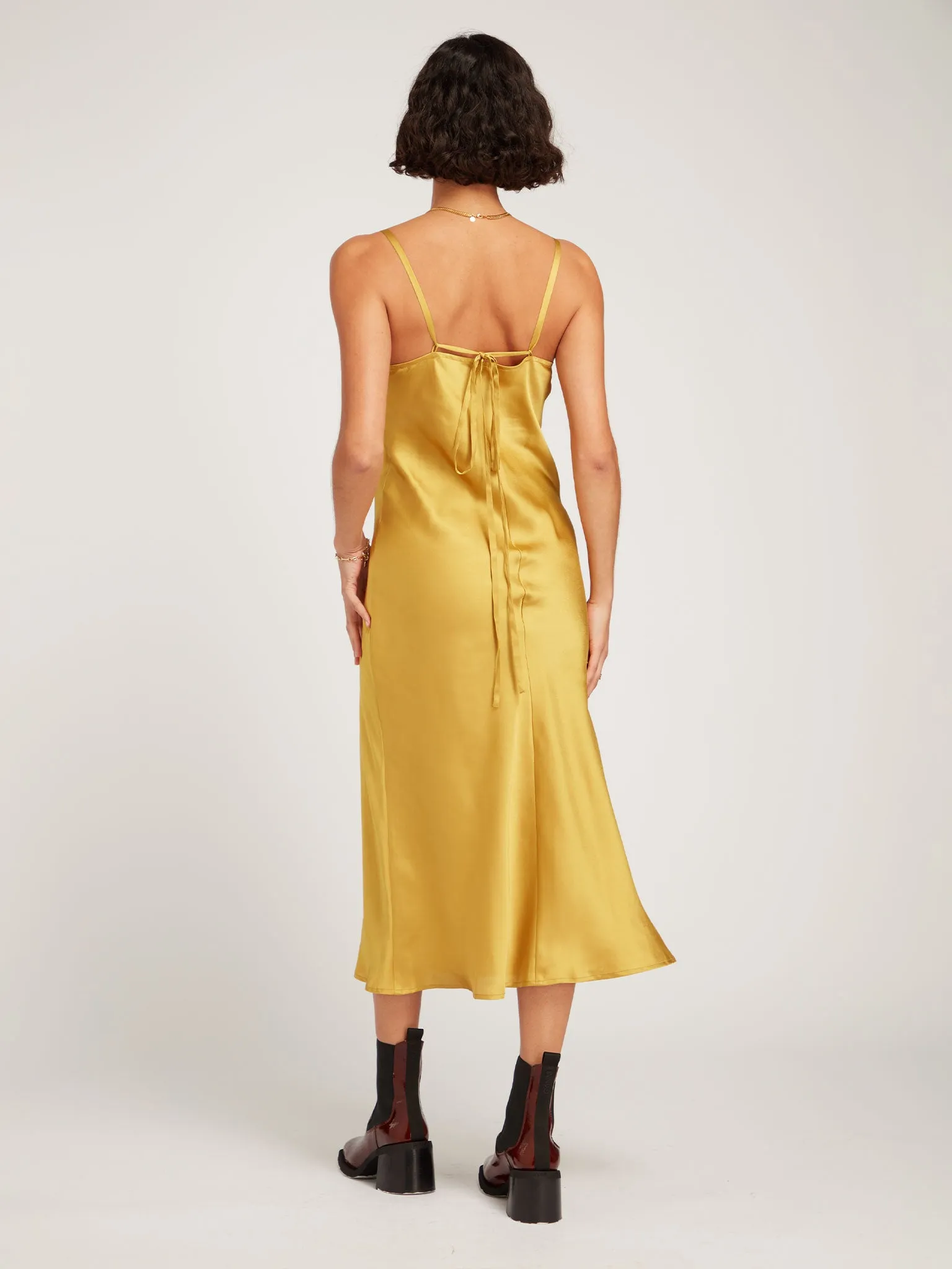 Marianne Midi Dress in Yellow Gold