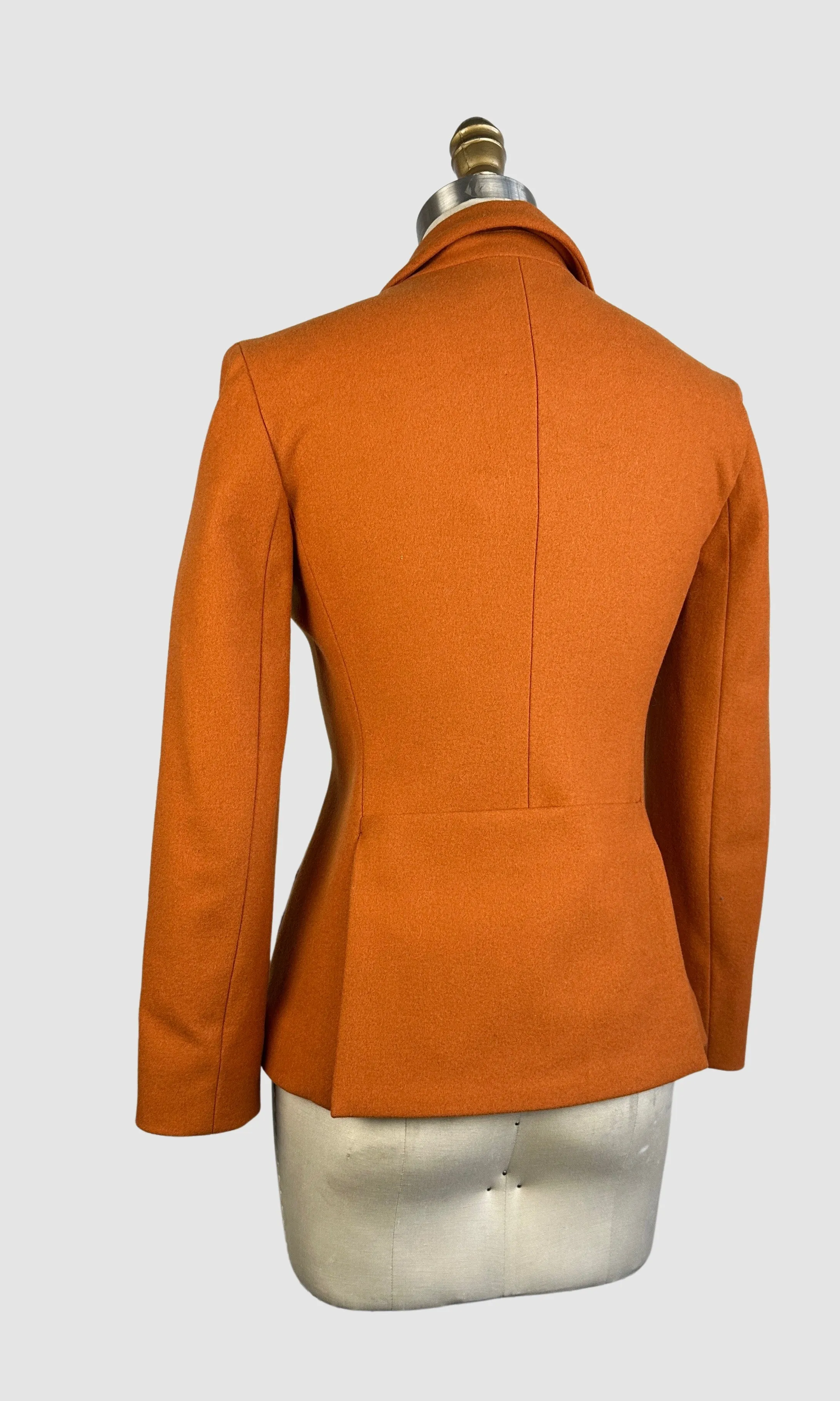 MIU MIU Vintage 90s Orange Blazer with Novelty Back Pocket • Small