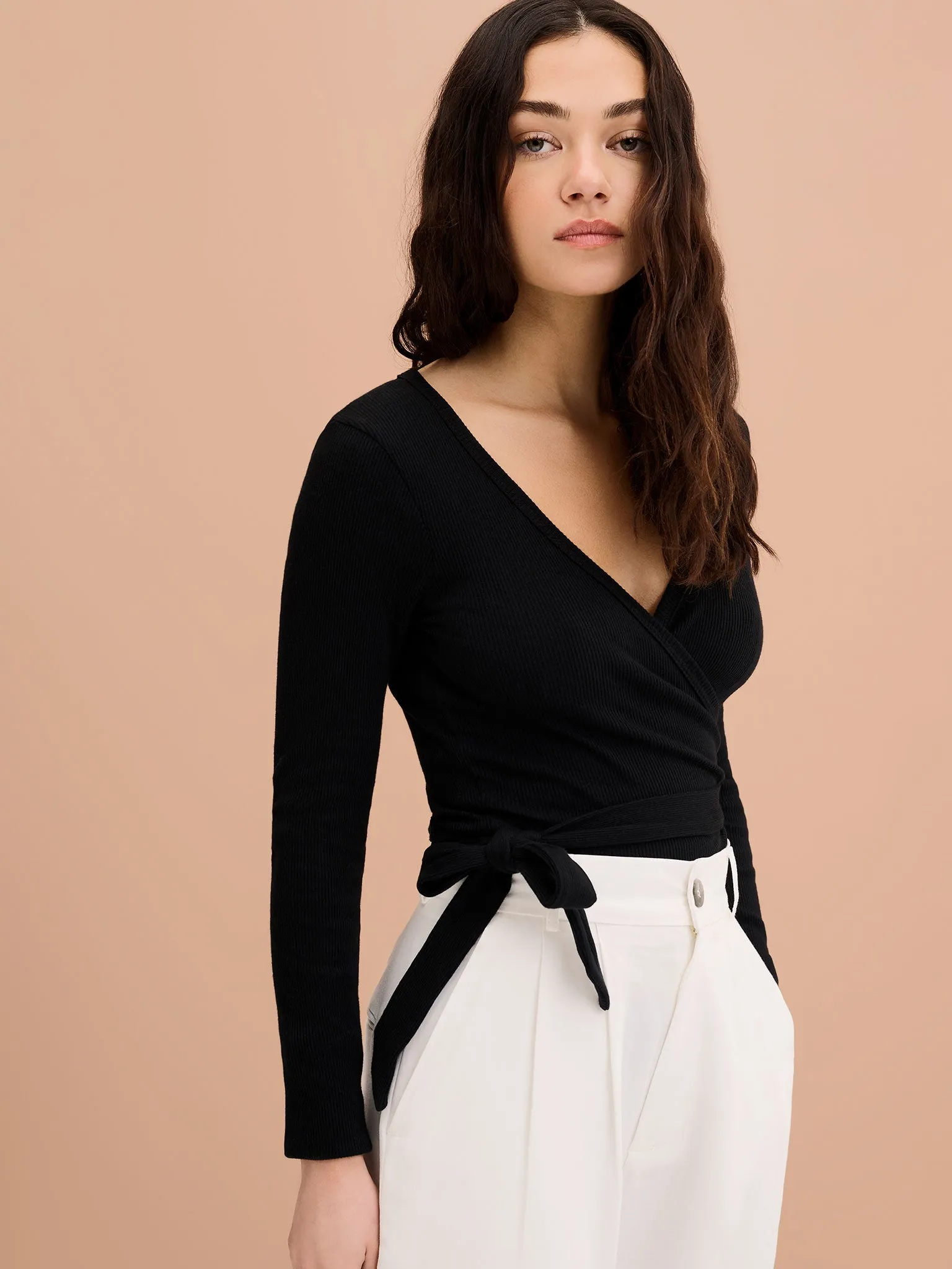 Napeta Ballet Wrap Top in Black