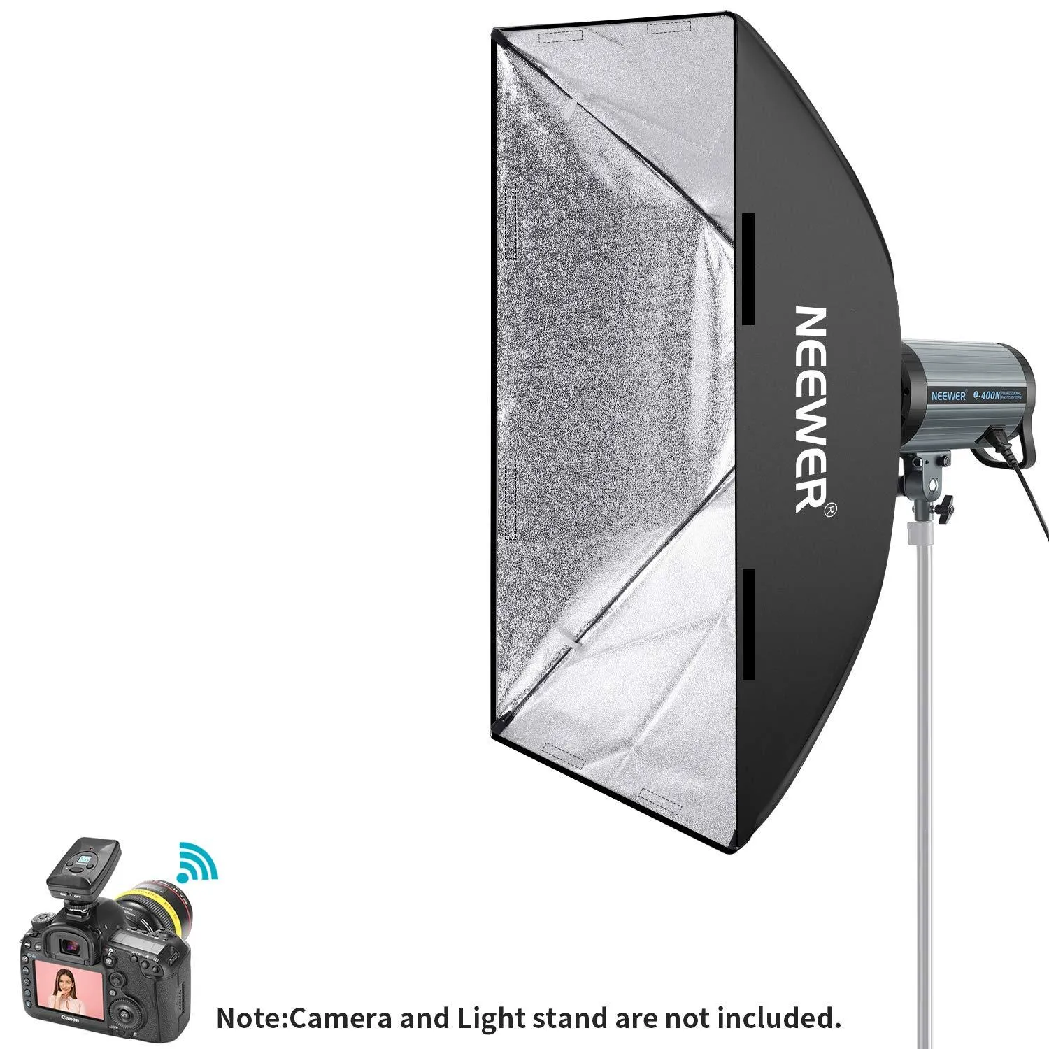 Neewer 800W Studio Strobe Flash Photography Lighting Kit:(2) 400W Monolight with 2.4G Wireless Trigger,(2) Lampshade,(2) Softbox,(2) 33 Inches Umbrella for Shooting Bowens Mount(Q-400N)