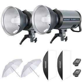 Neewer 800W Studio Strobe Flash Photography Lighting Kit:(2) 400W Monolight with 2.4G Wireless Trigger,(2) Lampshade,(2) Softbox,(2) 33 Inches Umbrella for Shooting Bowens Mount(Q-400N)