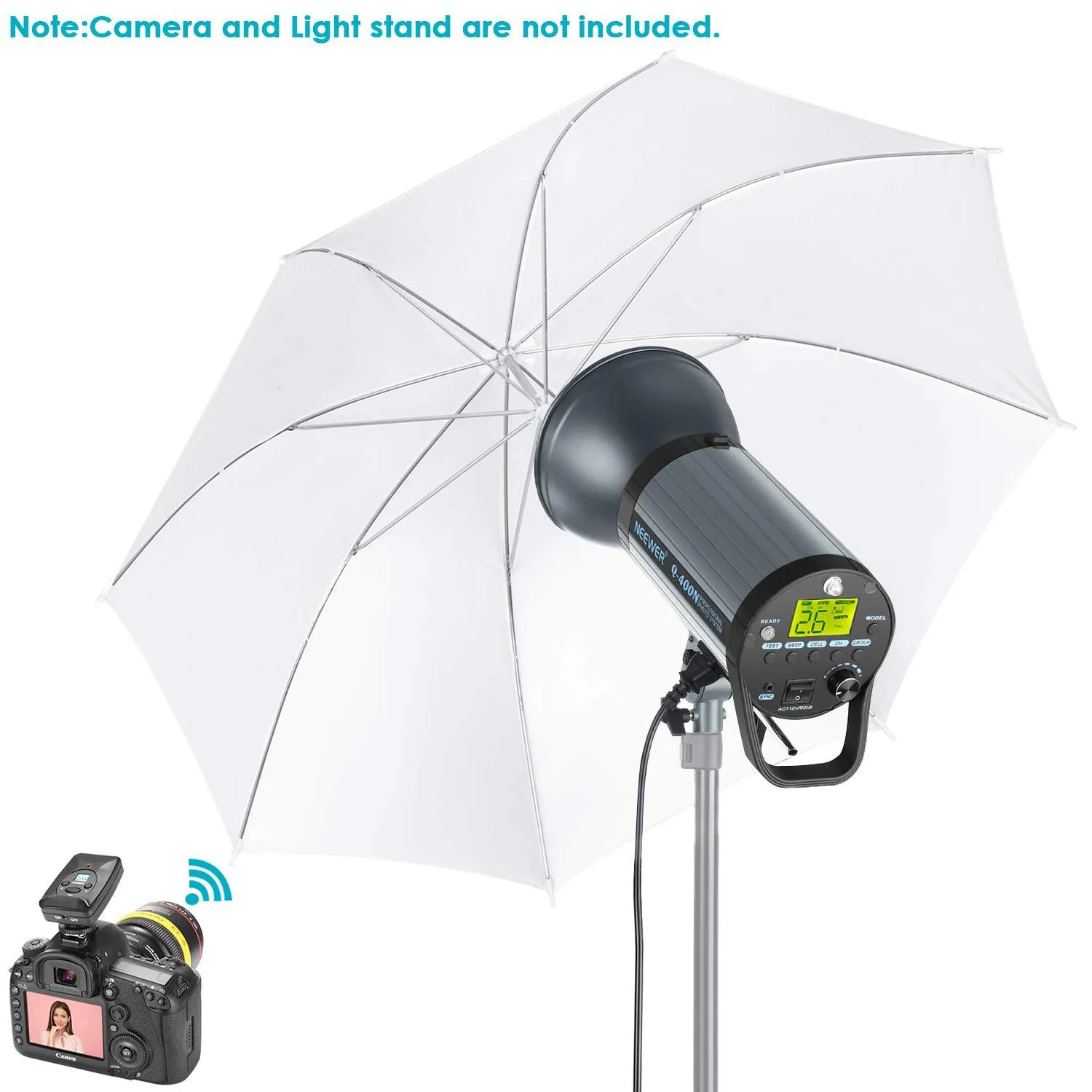 Neewer 800W Studio Strobe Flash Photography Lighting Kit:(2) 400W Monolight with 2.4G Wireless Trigger,(2) Lampshade,(2) Softbox,(2) 33 Inches Umbrella for Shooting Bowens Mount(Q-400N)